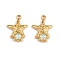 304 Stainless Steel Pendants, Star, with Resin Rhinestone, Ion Plating(IP), Real 18K Gold Plated, 21.5x16.5x4.5mm, Hole: 1.8mm