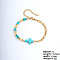 Fashionable Korean Style Brass Synthetic Turquoise Bracelets, Cross, 6-3/4 inch(17cm)