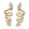 Brass Dangle Stud Earrings, with Ear Nuts, Nickel Free, Snake, Real 18K Gold Plated, 31.5x12mm, Pin: 0.8mm