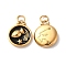 Ion Plating(IP) 304 Stainless Steel Enamel Pendants, with Jump Ring, Flat Round with Constellation, Golden, Aquarius, 20.5x17x2.5~3.5mm, Hole: 4x6mm