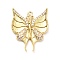 Brass Micro Pave Cubic Zirconia Pendants, Butterfly Charms, Rack Plating, Long-Lasting Plated, Lead Free & Cadmium Free, Real 18K Gold Plated, 22x18x2.5mm, Hole: 1mm