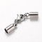 Tarnish Resistant 304 Stainless Steel Tube Cord Ends, with Lobster Claw Clasps, Stainless Steel Color, 35mm, Hole: 4mm