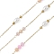 304 Stainless Steel Cable Chains, with Glass & ABS Imitation Pearl, Ion Plating(IP), Real 18K Gold Plated, Soldered, with Spool, Round with Oval, Mixed Color, 9.5x3.5mm, about 32.81 Feet(10m)/Roll