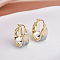 U-Shaped Brass & Glass Chips Hoop Earrings for Women, Real 14K Gold Plated, 23x11mm