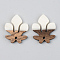 Opaque Resin & Walnut Wood Pendants, Fleur De Lis, Floral White, 28x23x3mm, Hole: 2mm
