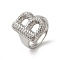 Letter Brass Micro Pave Clear Cubic Zirconia Open Cuff Ring for Women, Cadmium Free & Nickel Free & Lead Free, Platinum, Letter B, 19x15mm, US Size 6(16.5mm)