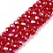 Electroplate Glass Beads Strands, AB Color Plated, Faceted, Rondelle, Red, 6x5mm, Hole: 1mm, about 80~85pcs/strand, 38~40cm
