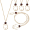6Pcs Adjustable Waxed Cord Macrame Pouch Empty Stone Holder Necklace Making, with Natural Wood Beads, Floral White, 27-1/8 inch(69cm), Net: 42mm