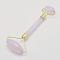 Natural Rose Quartz Brass Face Massager, Facial Rollers, Golden, 142~150x54~58x19~22mm