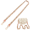Cloth Braided Bag Straps, with Imitation Pearl & Alloy Swivel Clasps, Light Gold, 123.5x2.5x0.1cm