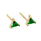 Geometric Triangle Cubic Zirconia Stud Earrings, Simple 925 Sterling Silver Earings, Golden, Green, 5x5mm