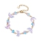 Moon & Star Glass Beaded Bracelet with 304 Stainless Steel Clasps, Lilac, 7-3/4 inch(19.7cm)