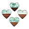 Transparent Resin & Walnut Wood Pendants, with Glitter Powder, Heart Charms, Light Sea Green, 24x25x3.5~4mm, Hole: 2mm