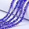 Electroplate Glass Beads Strands, AB Color Plated, Faceted, Rondelle, Blue, 4x3mm, Hole: 0.4mm, about 110~115pcs/strand, 39~40cm