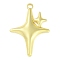 304 Stainless Steel Pendants, Star Charm, Real 18K Gold Plated, 36x26x3.5mm, Hole: 3mm