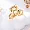 304 Stainless Steel Open Cuff Rings for Women, Letter, Real 18K Gold Plated, Letter B, 13~14x7~15mm