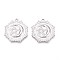 304 Stainless Steel Pendants, Gear with Moon & Star Charm, Anti-Tarnish, Stainless Steel Color, 32.5x29.5x2.5mm, Hole: 2mm