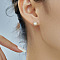 Brass Clear Cubic Zirconia Pentagon Stud Earrings, Golden, White, 8x9mm