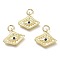 Brass Micro Pave Cubic Zirconia Pendants, with Jump Rings, Diamond with Evil Eye, Real 18K Gold Plated, Midnight Blue, 13x15x2mm, Hole: 3.6mm