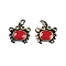 Brass Enamel Pendants, with Jump Ring, Lead Free & Cadmium Free, Antique Bronze, Crab Charm, FireBrick, 16x16x3.5mm, Hole: 3.5mm