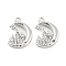 Brass Micro Pave Cubic Zirconia Pendants, Cadmium Free & Nickel Free & Lead Free, Moon, Real Platinum Plated, 12x9x2mm, Hole: 1.2mm