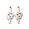 Non-Tarnish 304 Stainless Steel Pendants, Laser Cut, Snake Charms, Stainless Steel Color, 18x7x1.5mm, Hole: 1.4mm