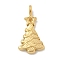 Ion Plating(IP) 304 Stainless Steel Pendants, Christmas Tree Charm, Real 18K Gold Plated, 21x11x4mm, Hole: 1.8mm