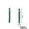 Dainty Japanese Teardrop Style Stud Earrings with Tassels and Rhinestones, Golden, Green Tourmaline, 47x5mm