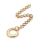 304 Stainless Steel Chain Extender, Curb Chain, with 202 Stainless Steel Charms, Ring, Golden, 60~65mm, Link: 3.7x3x0.5mm, ring: 10x1mm