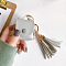 Imitation Leather Wireless Earbud Carrying Case, Earphone Storage Pouch, with Keychain & Tassel, Handbag Shape, Gray, 135mm