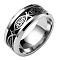 201 Stainless Steel Jesus Fish with Word Finger Ring, Easter Theme Jewelry for Women, Black, US Size 7(17.3mm)