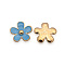 Rose Gold Plated Alloy Enamel Flower Cabochons, Light Sky Blue, 17x18x3mm