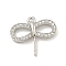 Brass Micro Pave Clear Cubic Zirconia Pendants, Cadmium Free & Nickel Free & Lead Free, Dragonfly, Platinum, 17x20x3.5mm, Hole: 1.4mm