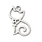 201 Stainless Steel Pendants, Cat Shape Charms, Stainless Steel Color, 17x9.5x1mm, Hole: 1.4mm