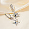 Elegant Brass Clear Cubic Zirconia Star Hoop Earrings, Silver, 42x19mm