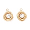 PVD Vacuum Plating 201 Stainless Steel Pendants, with Glass Rhinestone, Tricyclic, Golden, 14x11x5mm, Hole: 1.8mm