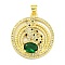 Brass Micro Pave Cubic Zirconia Pendants, with Enamel, Cadmium Free & Nickel Free & Lead Free, Ring with Leopard Charms, Real 18K Gold Plated, 27.5x24.5x4mm, Hole: 4x3.5mm