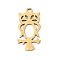 201 Stainless Steel Pendants, Owl Charms, Real 18K Gold Plated, 18x9.5x1mm, Hole: 1.4mm