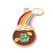 Saint Patrick's Day Alloy Enamel Pendants, Cadmium Free & Nickel Free & Lead Free, Rack Plating, Golden, Rainbow, 17x32x1.8mm, Hole: 2mm