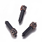 Natural Obsidian Big Pointed Pendants, with Brass Findings, Bullet, Red Copper, 53.2x11~17x10.5~20.5mm, Hole: 7.5x5mm