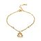 Brass Micro Pave Cubic Zirconia Charm Bracelets for Women, Gourd, Real 18K Gold Plated, 6-7/8 inch(17.5cm)