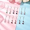 6 Pairs Shell Pearl Dangle Earrings, Round, with Cherry Quartz Glass, Natural Green Aventurine, Natural Quartz Crystal, Natural Carnelian, Dyed Natural Lapis Lazuli, Natural Grade AB Tiger Eye, Platinum, 66.5x8.5mm