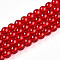 Baking Paint Transparent Glass Beads Strands, Round, Crimson, 8~8.5mm, Hole: 1.4mm