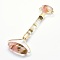 Tigerskin Glass Brass Face Massager, Facial Rollers, Golden, 142~150x54~58x19~22mm