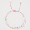 Faceted Glass Rondelle Beads Braided Bead Bracelets, Adjusstable Nylon Multi-strand Bracelets for Women, Pearl Pink, Inner Diameter: 11 inch(28cm)
