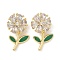 Brass Micro Pave Cubic Zirconia Pendants, Flower, with Enamel, Cadmium Free & Lead Free, Long-Lasting Plated, Real 18K Gold Plated, 18x10.5x7mm, Hole: 4x3mm