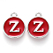 Platinum Plated Alloy Enamel Charms, Cadmium Free & Lead Free, Enamelled Sequins, Flat Round with Letter, Red, Letter.Z, 14x12x2mm, Hole: 1.5mm