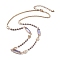 Glass Oval & Evil Eye Pendant Necklace, Brass Necklace with Enamel, Light Gold, 16.46 inch(418mm)