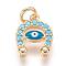 Brass Micro Pave Cubic Zirconia Charms, Real 18K Gold Plated, Horseshoe with Evil Eye, 13x10x2.5mm, Hole: 3mm