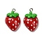 Fruit Opaque Resin Pendants, with Platinum Iron Loop, Strawberry, 25x16x8mm, Hole: 2mm
